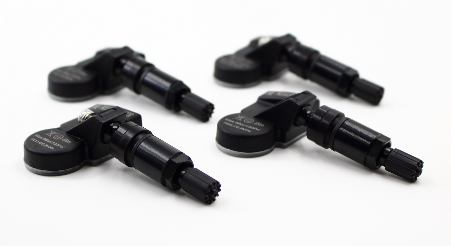 Gloss Black ITM Set of 4 315mhz TPMS Tire Pressure Sensors Replaces Ford OE Part # F2GZ-1A189-A w/Gloss Black or Matte Black Aluminum Valve Stems Replacement 