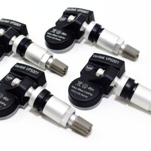 Set of 4 VPE VPS001 TPMS 315mhz Tire Pressure Sensors for Buick Cadillac Chevrolet GMC Isuzu Saab Replaces 25774006 8257740060 w/ Silver Aluminum Valve Stems