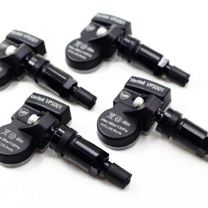Set of 4 VPS VPS001 TPMS 315mhz Tire Pressure Sensors for Chevrolet GMC Hummer Replaces 15122618 w/ Black Aluminum Valve Stems