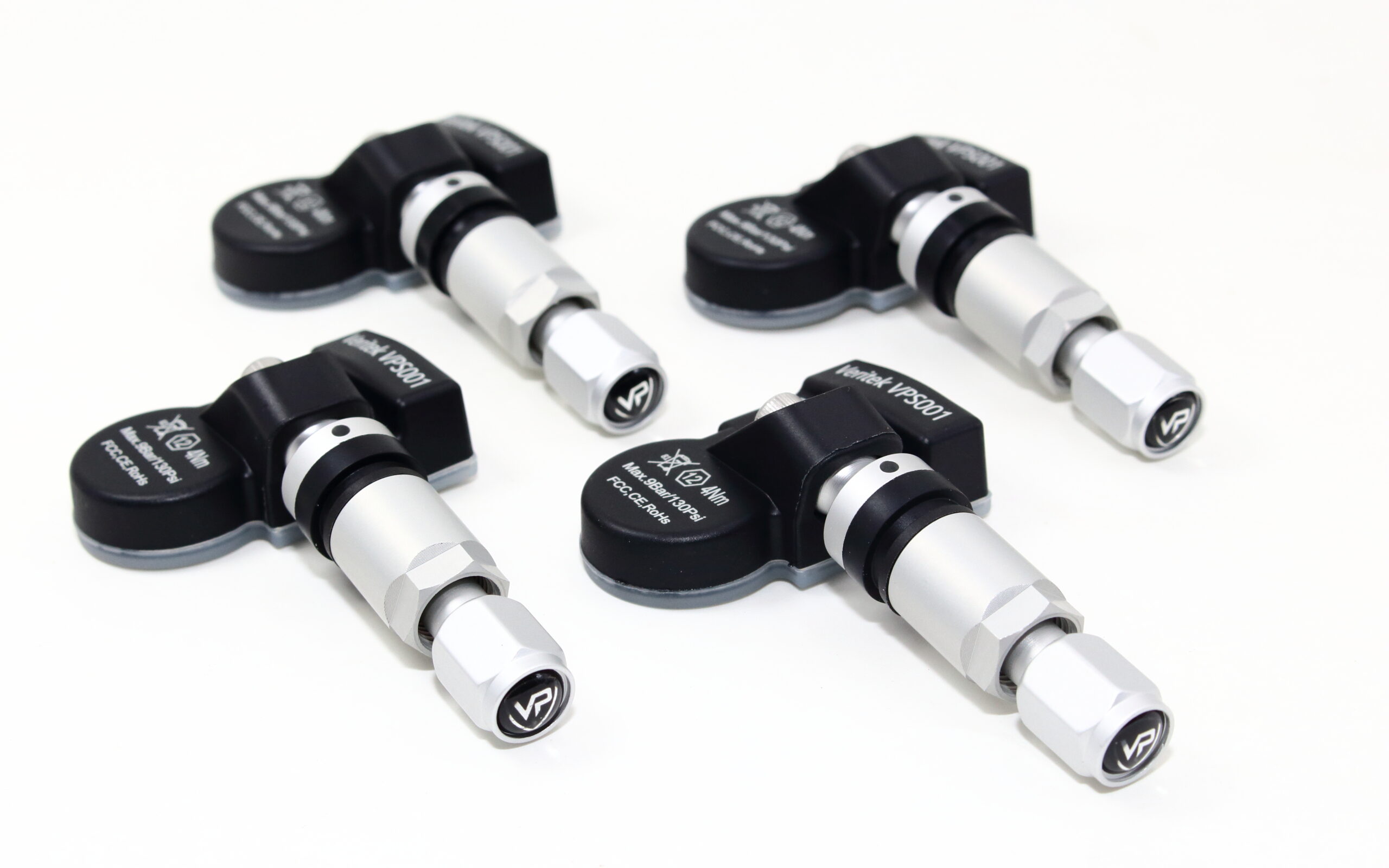 Set of 4 VPE VPS001 315mhz TPMS Tire Pressure Sensors For Acura 42753-TZ3-A51 w/ Silver Aluminum Valve Stems - Image 8