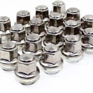 Set of 20 Veritek 12x1.5mm 3/4 19mm Hex 1.25 Inch 31.75mm Length Stainless Steel OEM Factory Style Large Acorn Seat Lug Nuts for Ford Focus Fusion Escape Lincoln MKC MKZ Factory Wheels