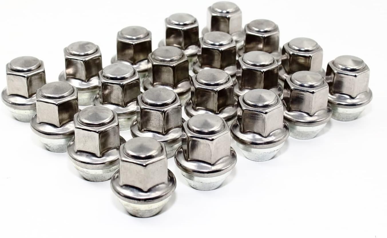 Set of 20 Veritek 12x1.5mm 3/4 19mm Hex 1.25 Inch 31.75mm Length Stainless Steel OEM Factory Style Large Acorn Seat Lug Nuts for Ford Focus Fusion Escape Lincoln MKC MKZ Factory Wheels