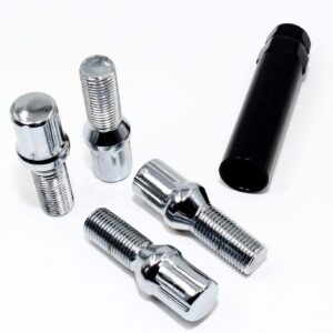 Set of 20 Veritek 14x1.5mm Chrome 28mm Thread Spline Drive Conical Seat Wheel Bolts for Aftermarket Custom Wheels