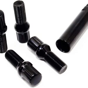 Set of 20 Veritek 14x1.5mm Black 28mm Thread Spline Drive Conical Seat Wheel Bolts for Aftermarket Custom Wheels