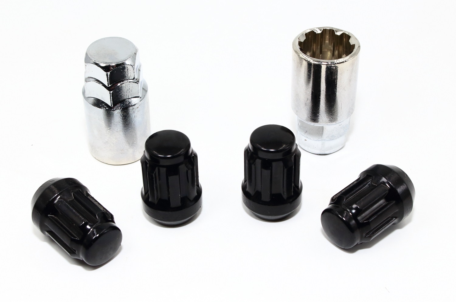 Set of 4 12x1.5 Veritek Black Acorn Bulge Tuner Wheel Locks w/ 2 Keys for Toyota Scion Hyundai Kia Mazda Conical Type Wheels VPE-40700SBK2 - Image 2