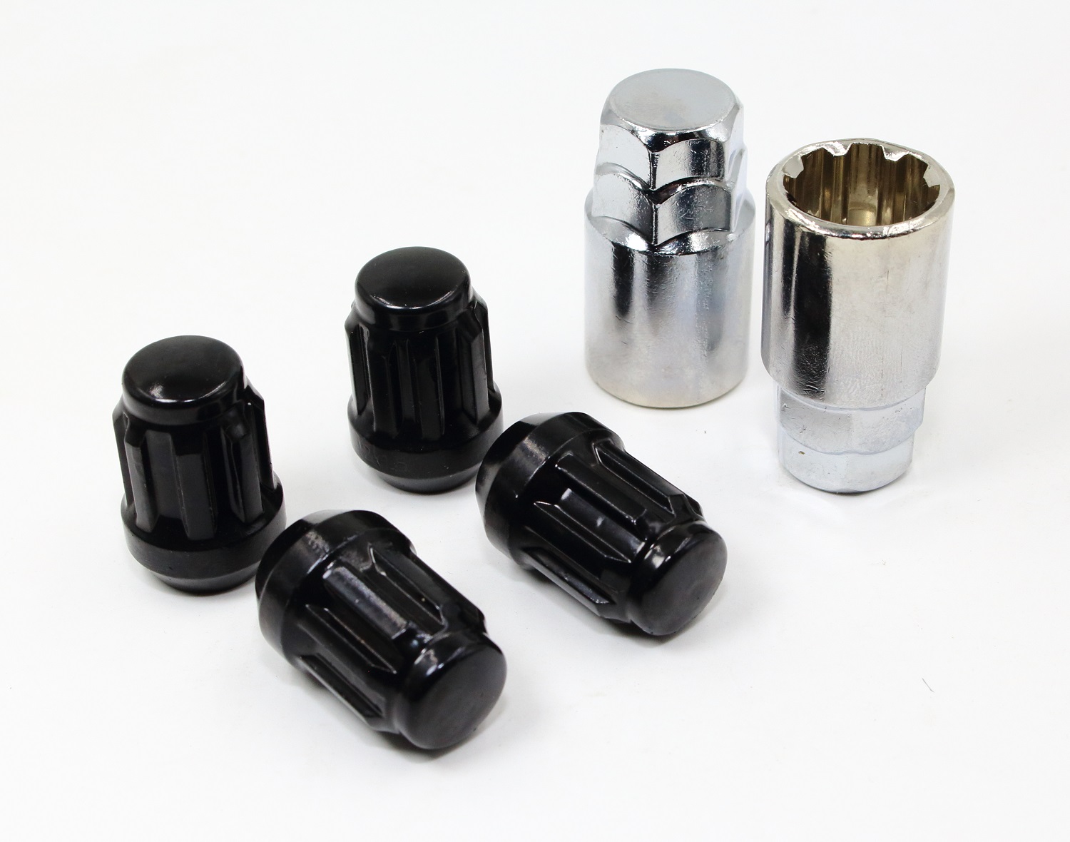 Set of 4 12x1.5 Veritek Black Acorn Bulge Tuner Wheel Locks w/ 2 Keys for Toyota Scion Hyundai Kia Mazda Conical Type Wheels VPE-40700SBK2