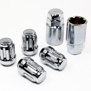 Set of 4 12x1.5 Veritek Chrome Acorn Bulge Tuner Wheel Locks w/ 2 Keys for Toyota Scion Hyundai Kia Mazda Conical Type Wheels VPE-40700SCH2
