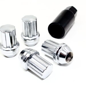 Set of 4 Veritek 14x1.5mm 1.8 Inch 22mm Key Hex Chrome Large Acorn Conical Seat Anti Theft Security Wheel Locks for Buick Cadillac Chevy Chevrolet GMC Factory Wheels VPE-NFD-L