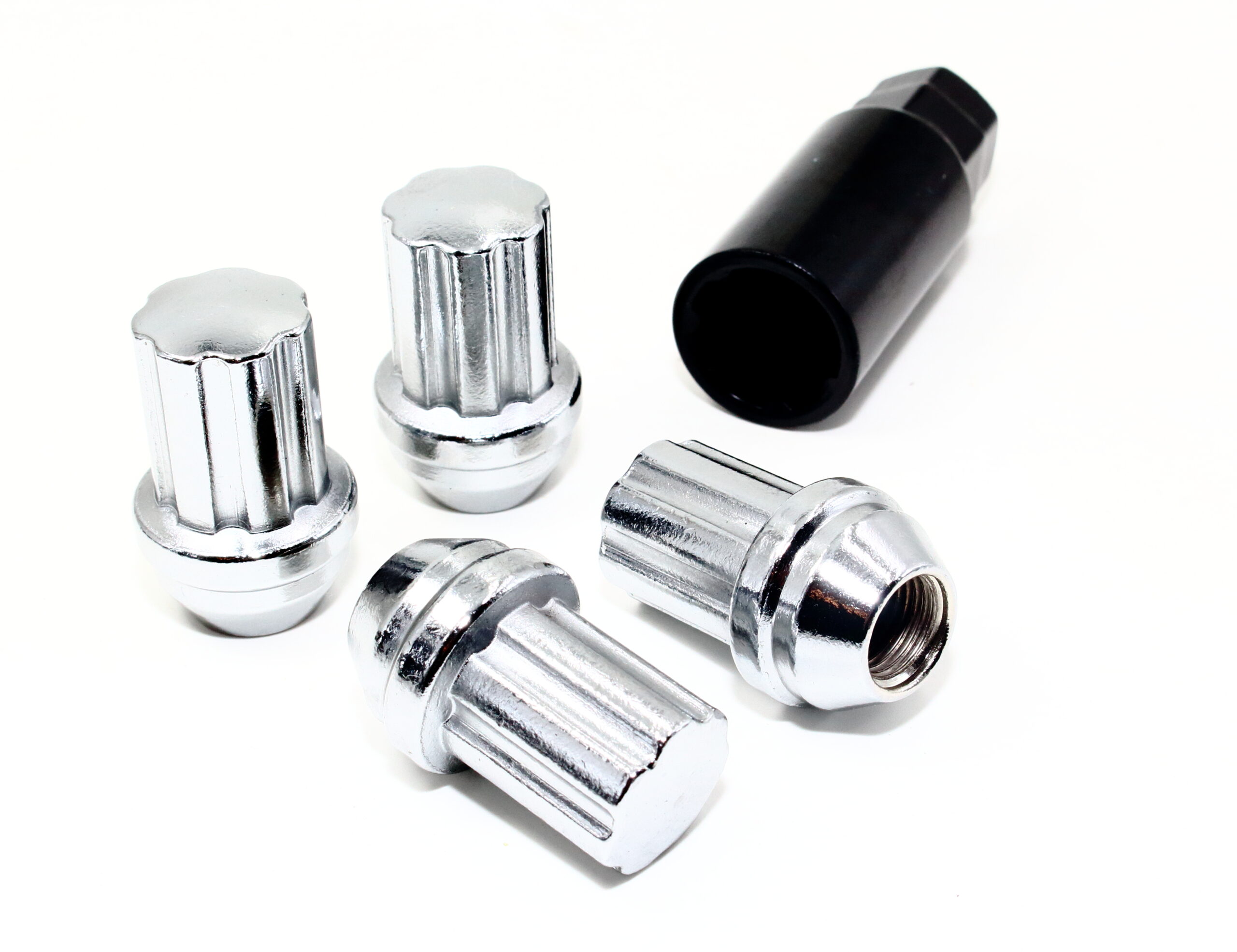 Set of 4 Veritek 14x1.5mm 1.8 Inch 22mm Key Hex Chrome Large Acorn Conical Seat Anti Theft Security Wheel Locks for Buick Cadillac Chevy Chevrolet GMC Factory Wheels VPE-NFD-L